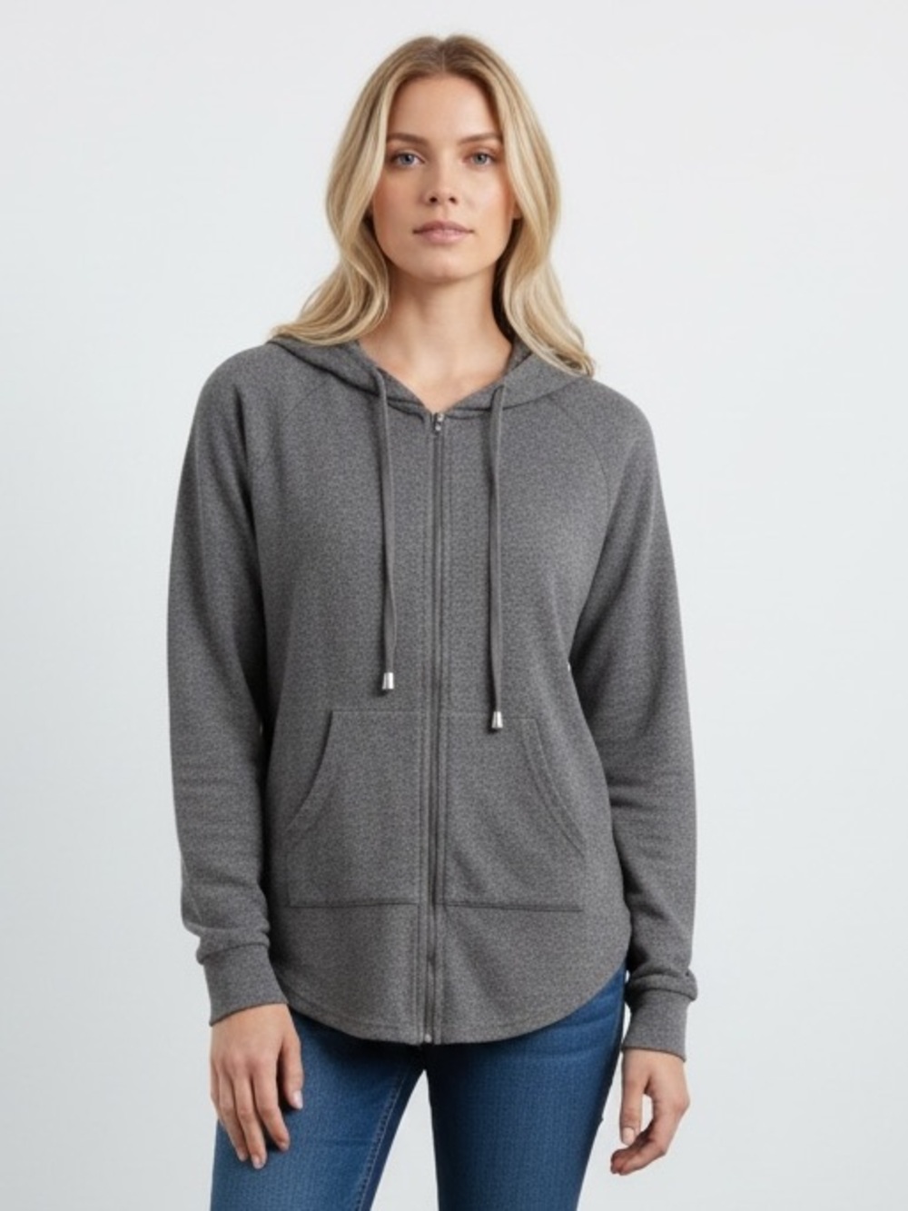 Maurices Gray Marled Zip Up Hoodie Lightweight Size Small